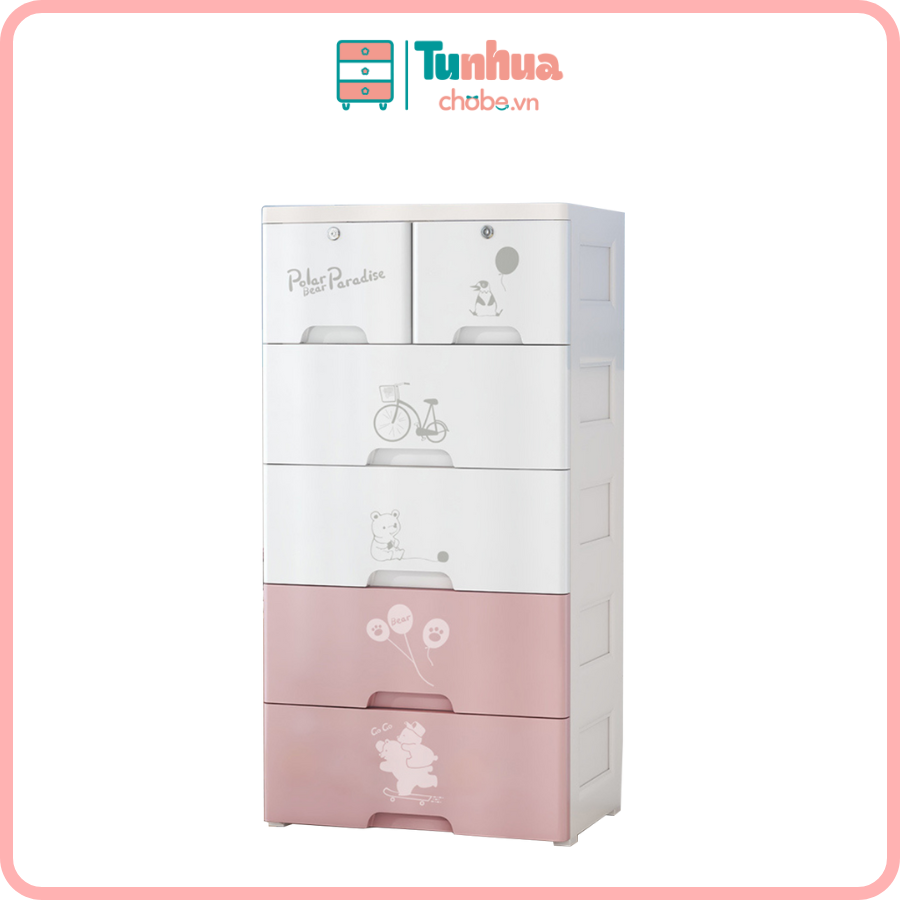 Tủ nhựa HX002 5 tầng màu hồng