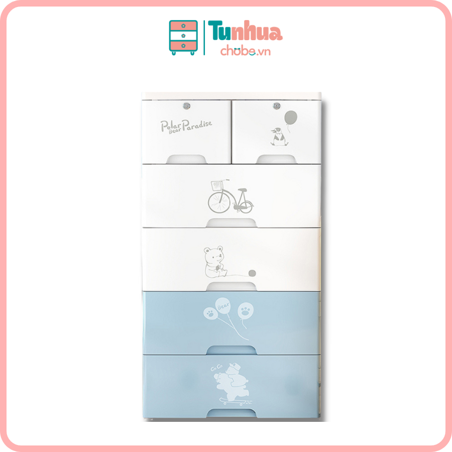 Tủ nhựa HX002 5 tầng màu xanh