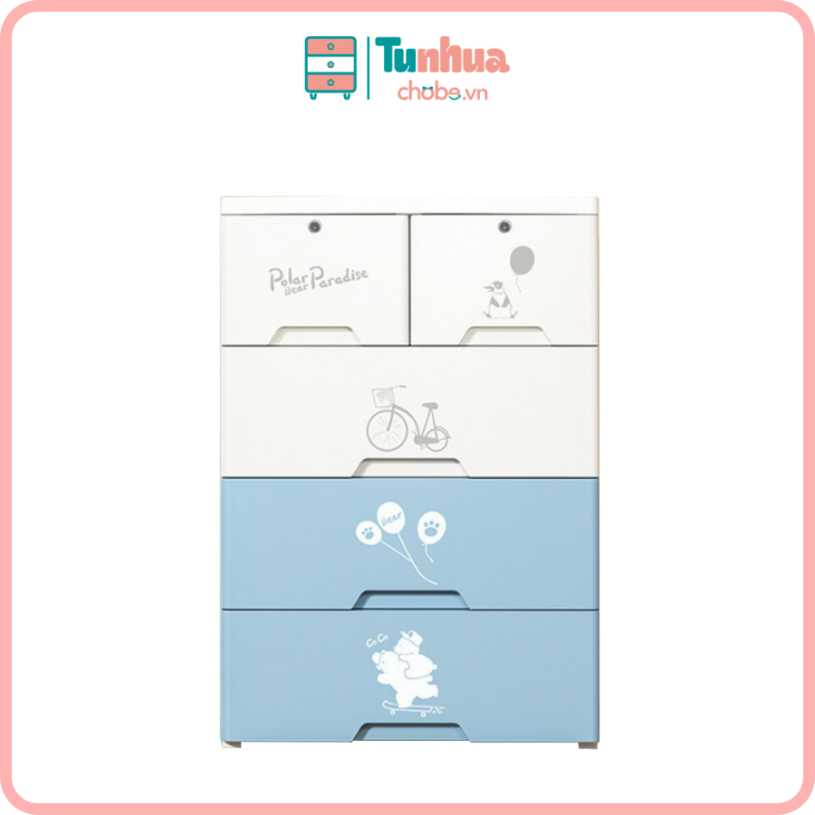Tủ nhựa HX002 4 tầng màu xanh