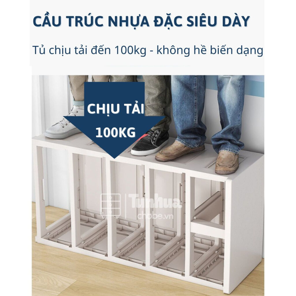 Cấu trúc nhựa siêu dày giúp nâng độ chịu tải trọng của tủ lên rất lớn