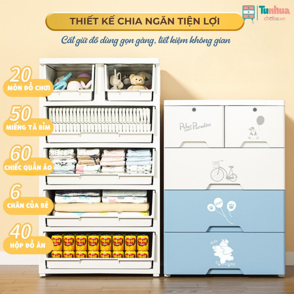 Thiết kế chia ngăn tiện lợi