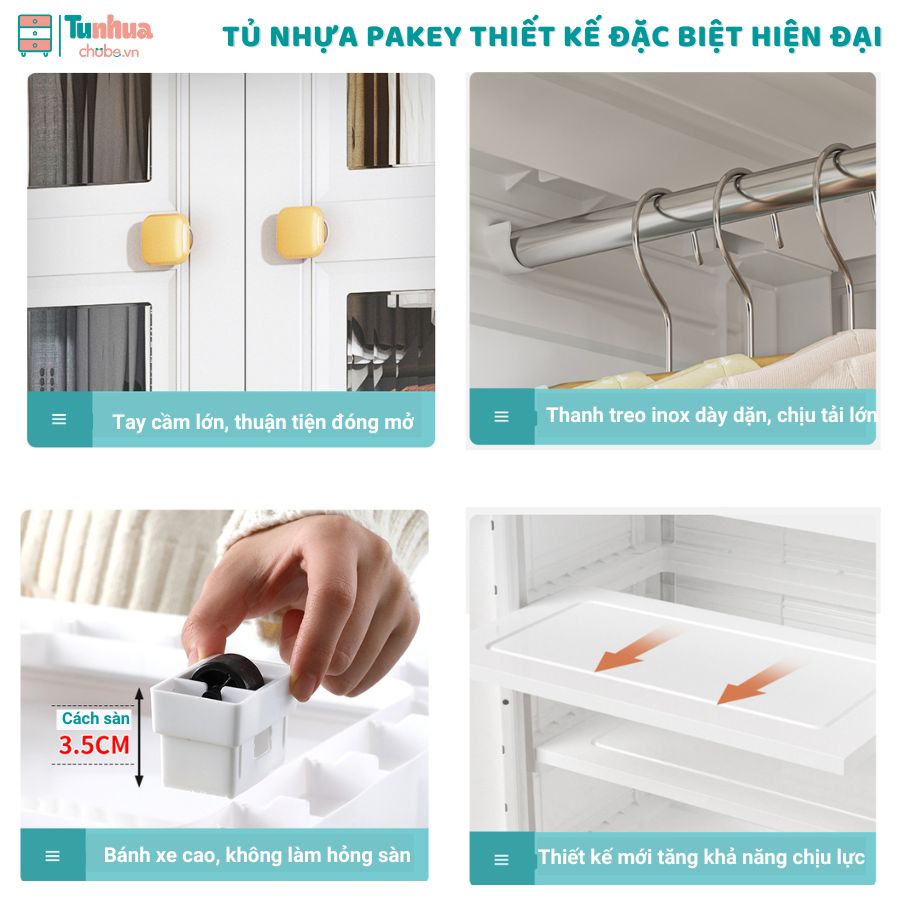 Thiết kế tỉ mỉ đến từng chi tiết, đặc biệt tủ được trang bị bánh xe di chuyển tiện lợi