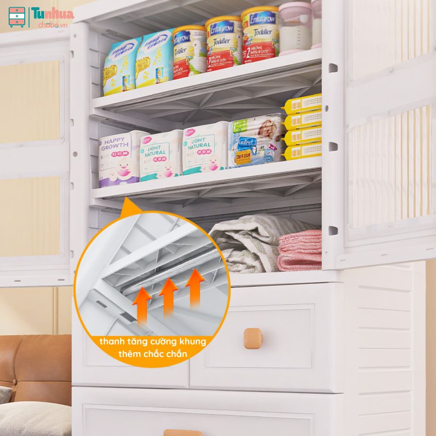 Các thanh tăng cường giúp phần khung tủ chắc chắn hơn
