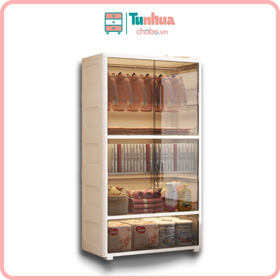 Tủ nhựa cho bé Pakey 4 tầng cánh trong - HX007