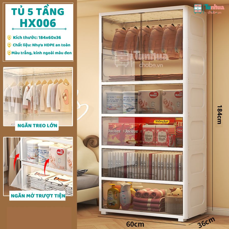 Tủ nhựa cho bé 5 tầng HX006 của thương hiệu Pakey