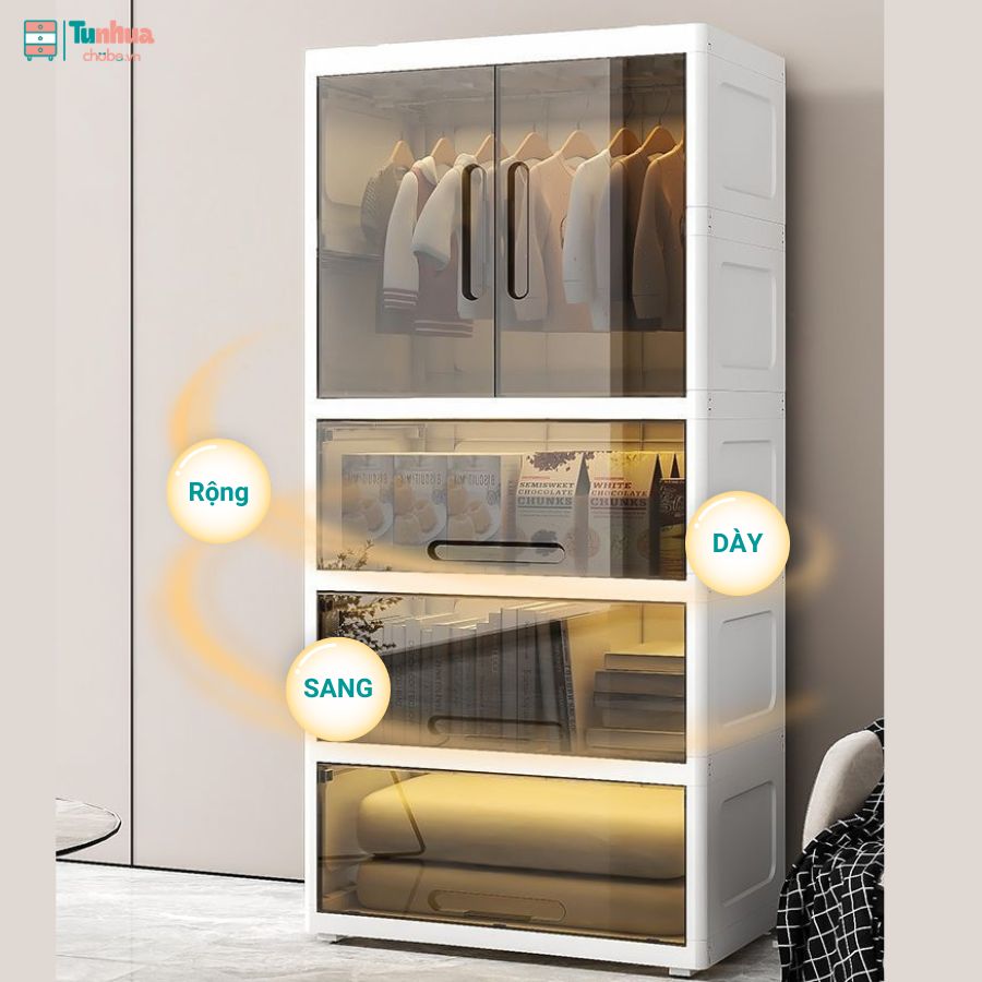 Tủ được làm từ chất liệu nhựa nguyên sinh dày dặn, an toàn với sức khỏe