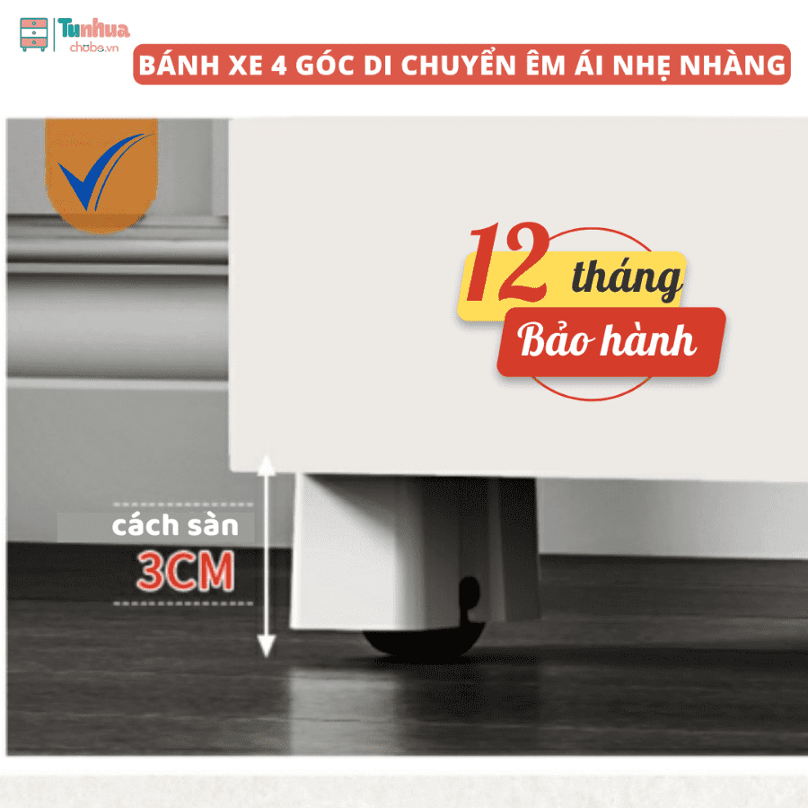 Tủ nhựa cho bé HX005 được trang bị 4 bánh xe di chuyển linh hoạt và tiện lợi, không gây ra tiếng ồn