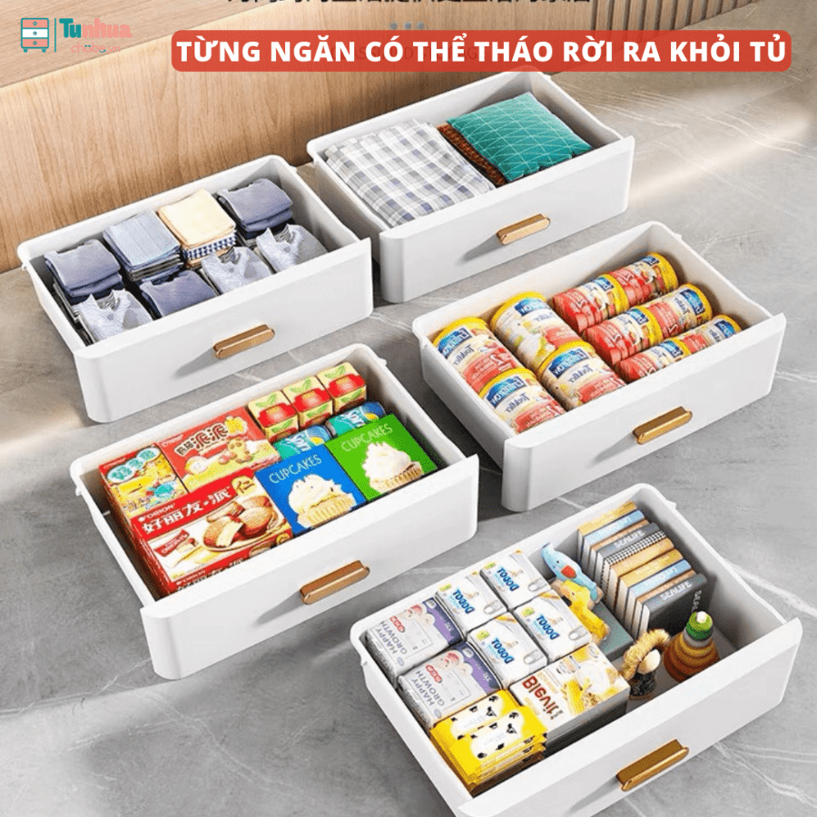 Từng ngăn kéo có thể tháo rời dễ dàng thuận tiện cho việc vệ sinh và sắp xếp đồ đạc
