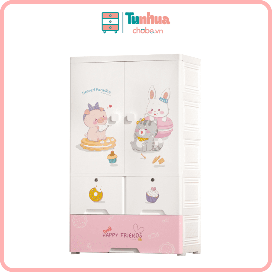 Tủ nhựa Pakey 3 tầng màu hồng - HX004