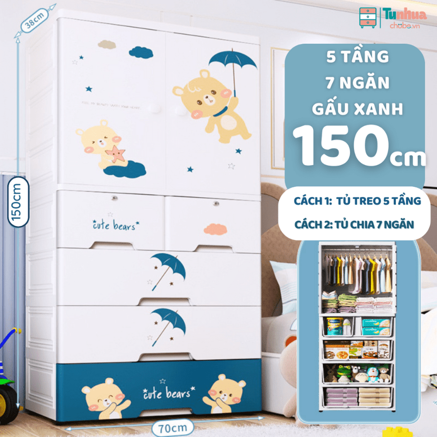 Tủ nhựa Pakey 4 tầng HX004 màu xanh dương