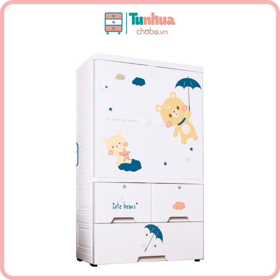 Tủ nhựa Pakey 3 tầng màu xanh dương - HX004