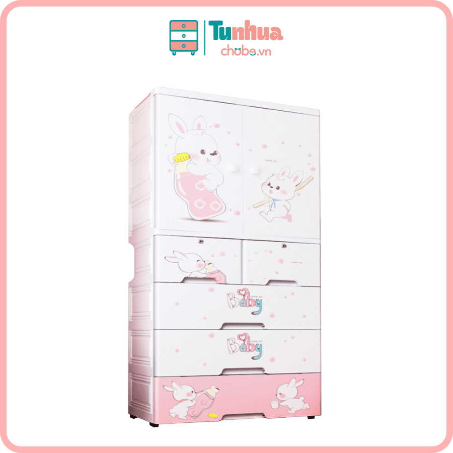 Tủ nhựa Pakey 5 tầng màu hồng - HX004