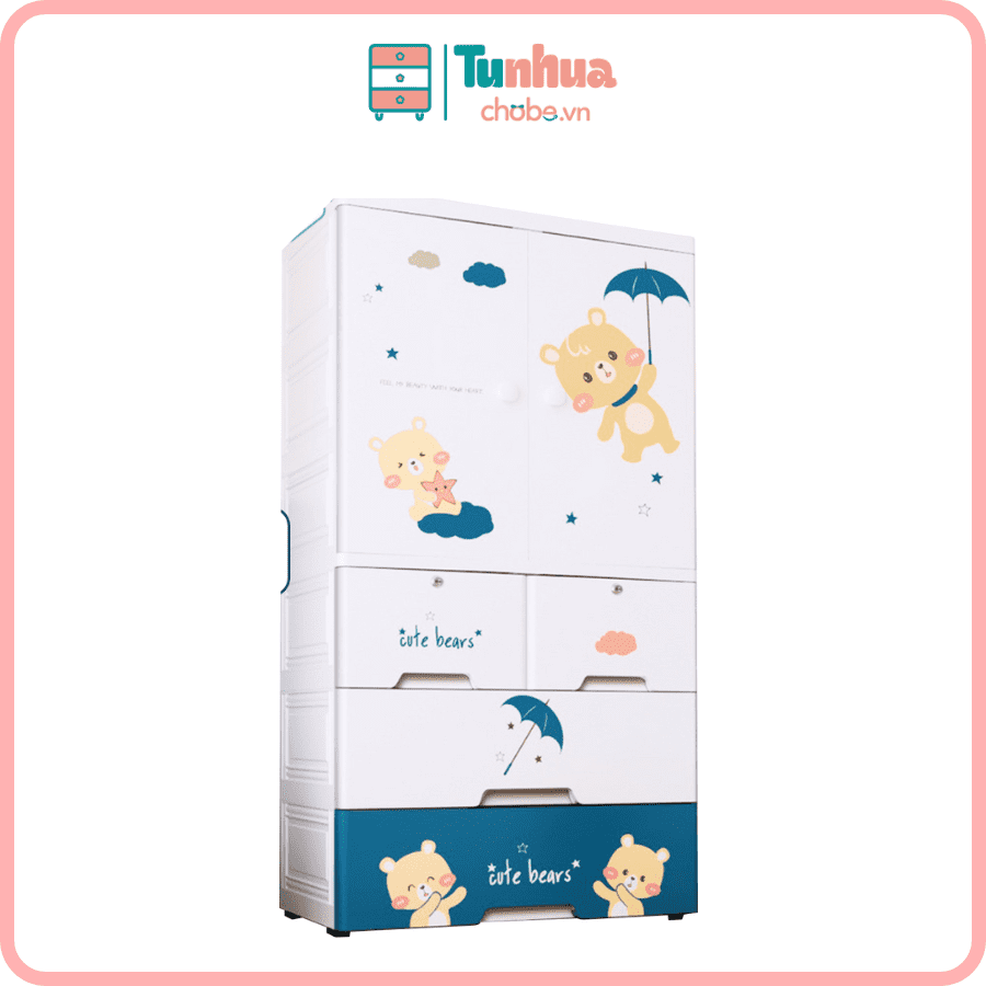 Tủ nhựa Pakey 4 tầng màu xanh dương - HX004