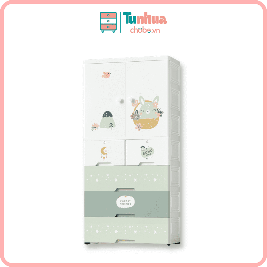 Tủ nhựa Pakey 5 tầng màu xanh lá - HX004