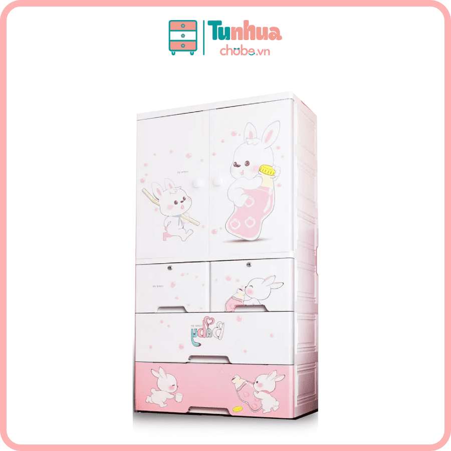 Tủ nhựa Pakey 4 tầng màu hồng - HX004